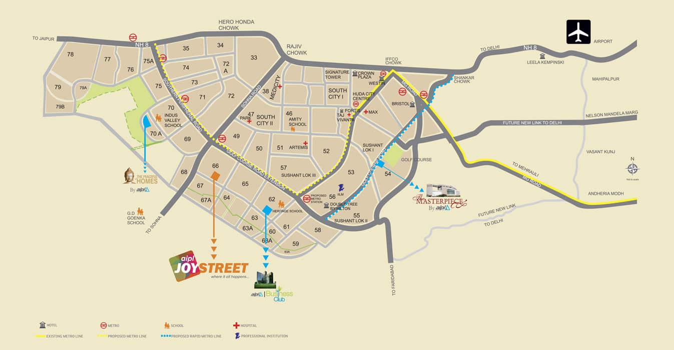 AIPL Joy Street Sector 66 Gurgaon Location Map 